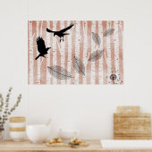 白い樺の木林でカラスを殺害しようとした ポスター (キッチン)