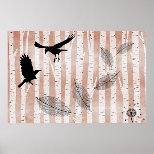 白い樺の木林でカラスを殺害しようとした ポスター (正面)