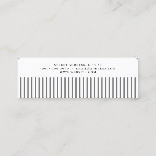 白い櫛のフェイク目 スキニー名刺 (裏面)