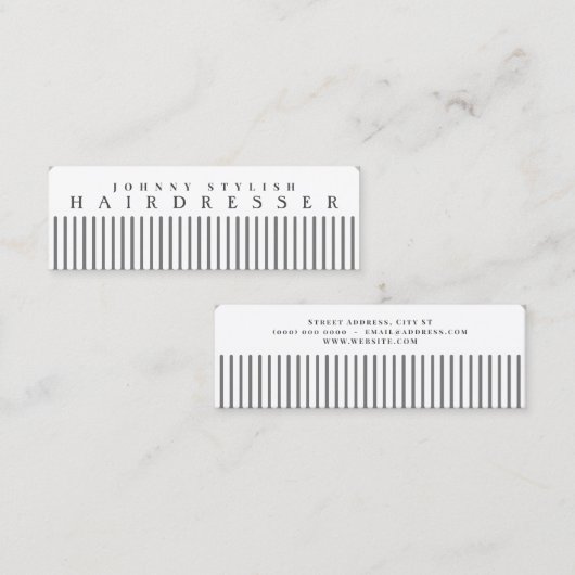 白い櫛のフェイク目 スキニー名刺 (正面/裏面)