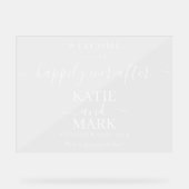 白い歓迎の透明後の幸せな時間 アクリルサイン (正面)