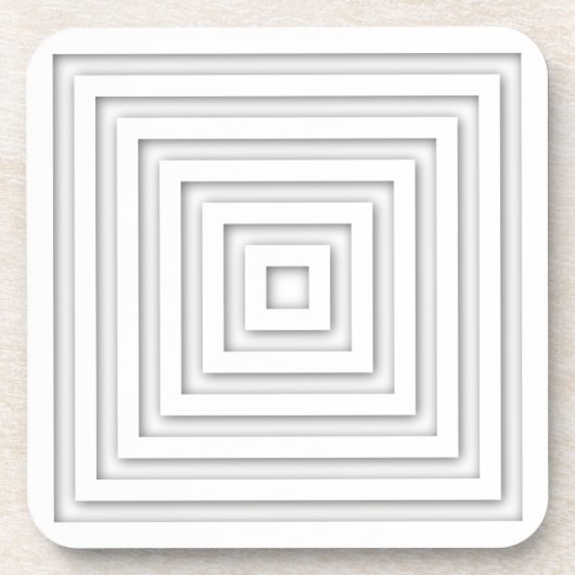 白い正方形の幾何学的 コースター (正面)