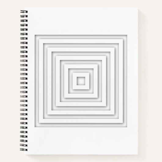 白い正方形の幾何学的 ノートブック (正面)