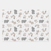 白い毛と可愛い部族の森の動物 ラッピングペーパーシート (正面)