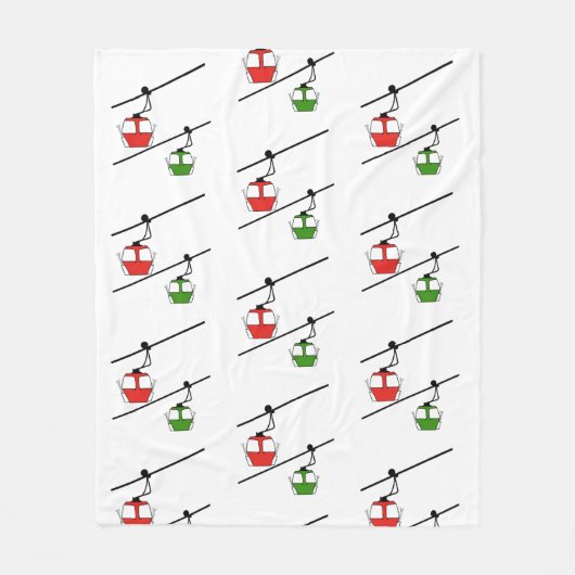 白い毛布の上に赤と緑のゴンドラ フリースブランケット (正面)