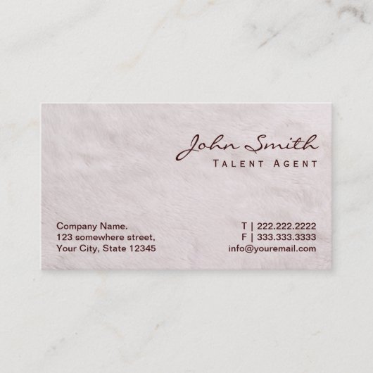 白い毛皮のタレントエージェントの名刺 名刺 (正面)