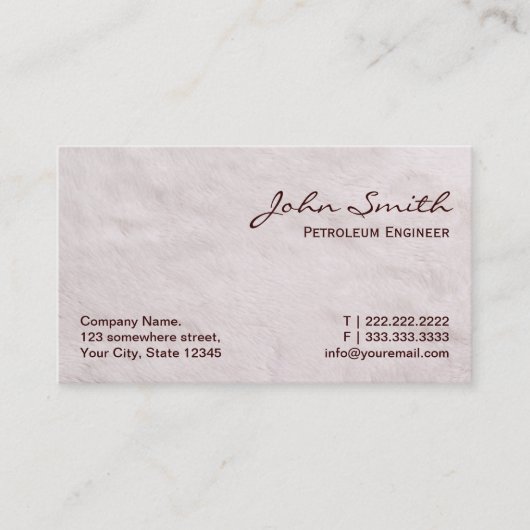 白い毛皮の石油エンジニアの名刺 名刺 (正面)