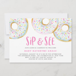 白い水の色のドーナツ散水と見る 招待状