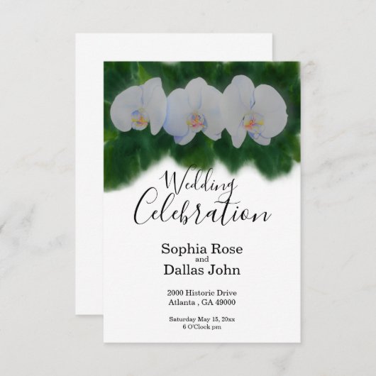 白い水の色のラン絵画ズ 招待状 (正面/裏面)