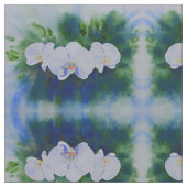 白い水の色の蘭絵画の植物の緑 ファブリック (クローズアップ)