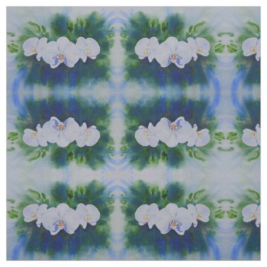 白い水の色の蘭絵画の植物の緑 ファブリック (見本)