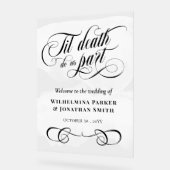 白い水の色Til死は私たちパーツウェルカム アクリルサイン (傾斜)