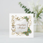 白い水の金ゴールドの国の結婚式 招待状 (スタンド正面)