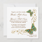 白い水の金ゴールドの国の結婚式 招待状 (裏面)