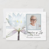 白い水ゆり水の色のお祝いの生活 招待状 (正面)