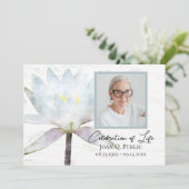 白い水ゆり水の色のお祝いの生活 招待状 (スタンド正面)