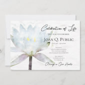 白い水ゆり水の色のお祝いの生活 招待状 (正面)