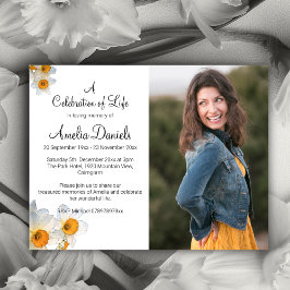 白い水仙の写真 愛する人の記憶を称えるカード 招待状