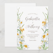 白い水仙の花のウェディング招待状 招待状 (正面/裏面)