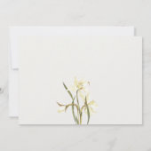 白い水仙の花の水彩画 ブライダルシャワー サンキューカード (裏面)