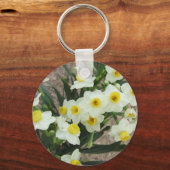 白い水仙の花キーチェーン キーホルダー (正面)