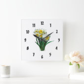 白い水仙群 スクエア壁時計 (ホーム)