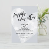 白い水彩のハートは幸せに満ちて グレー 招待状 (スタンド正面)