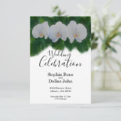 白い水彩の蘭の絵 招待状 (スタンド正面)