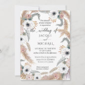 白い水彩フローラBOHOパンパスグラストロピカル 招待状 (正面)