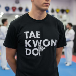 白い水彩画のテコンドータイポグラフィーデザイン Tシャツ