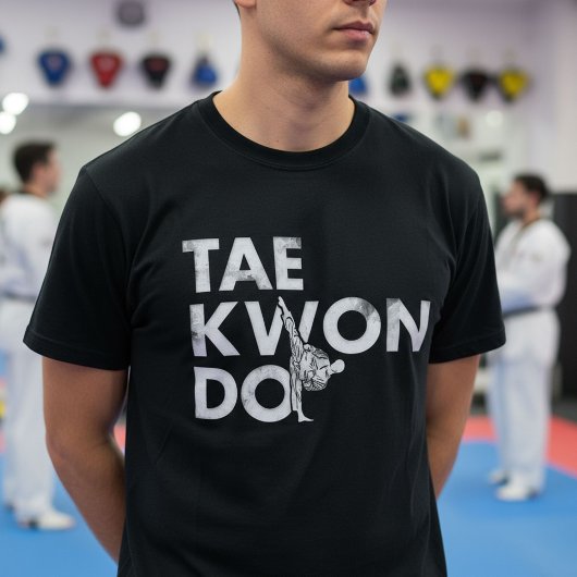 白い水彩画のテコンドータイポグラフィーデザイン Tシャツ