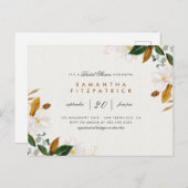 白い水彩画のマグノリアの花柄のブライダルシャワー インビテーションポストカード (正面/裏面)