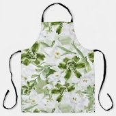 白い水彩花2 エプロン (正面)