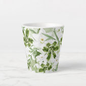 白い水彩花2 カフェラテマグ (正面)