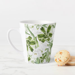 白い水彩花2 カフェラテマグ