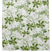 白い水彩花2 シャワーカーテン (正面)