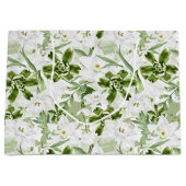 白い水彩花2 ラージペーパーバッグ (正面)