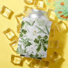 白い水彩花2 缶クーラー