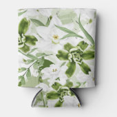 白い水彩花2 缶クーラー (正面)