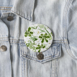 白い水彩花2 缶バッジ