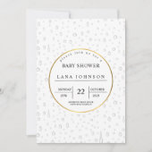 白い水滴パターン水色ベビーシャワー 招待状 (正面)