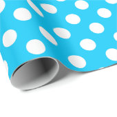 白い水玉模様が青 ラッピングペーパー (ロールコーナー)
