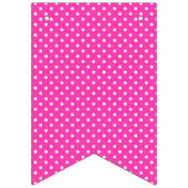 白い水玉模様とのハッピーバースデーのショッキングピンク バンティングフラッグ (第1の旗)