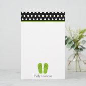 白い水玉模様との緑のビーチサンダル/黒 便箋 (スタンド正面)