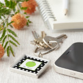 白い水玉模様との緑のApple/黒 キーホルダー (側面)