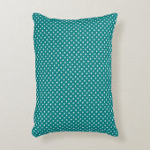 白い水玉模様のティール（緑がかった色）の背景 アクセントクッション (正面(垂直))