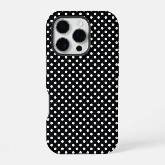 白い水玉模様のブラック iPhoneケース (裏面)