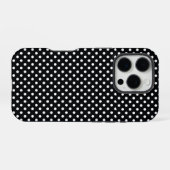 白い水玉模様のブラック iPhoneケース (裏面横)