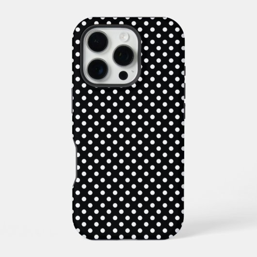 白い水玉模様のブラック iPhoneケース (裏面)