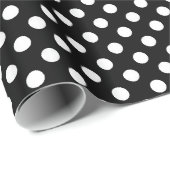白い水玉模様の包装紙との黒 ラッピングペーパー (ロールコーナー)